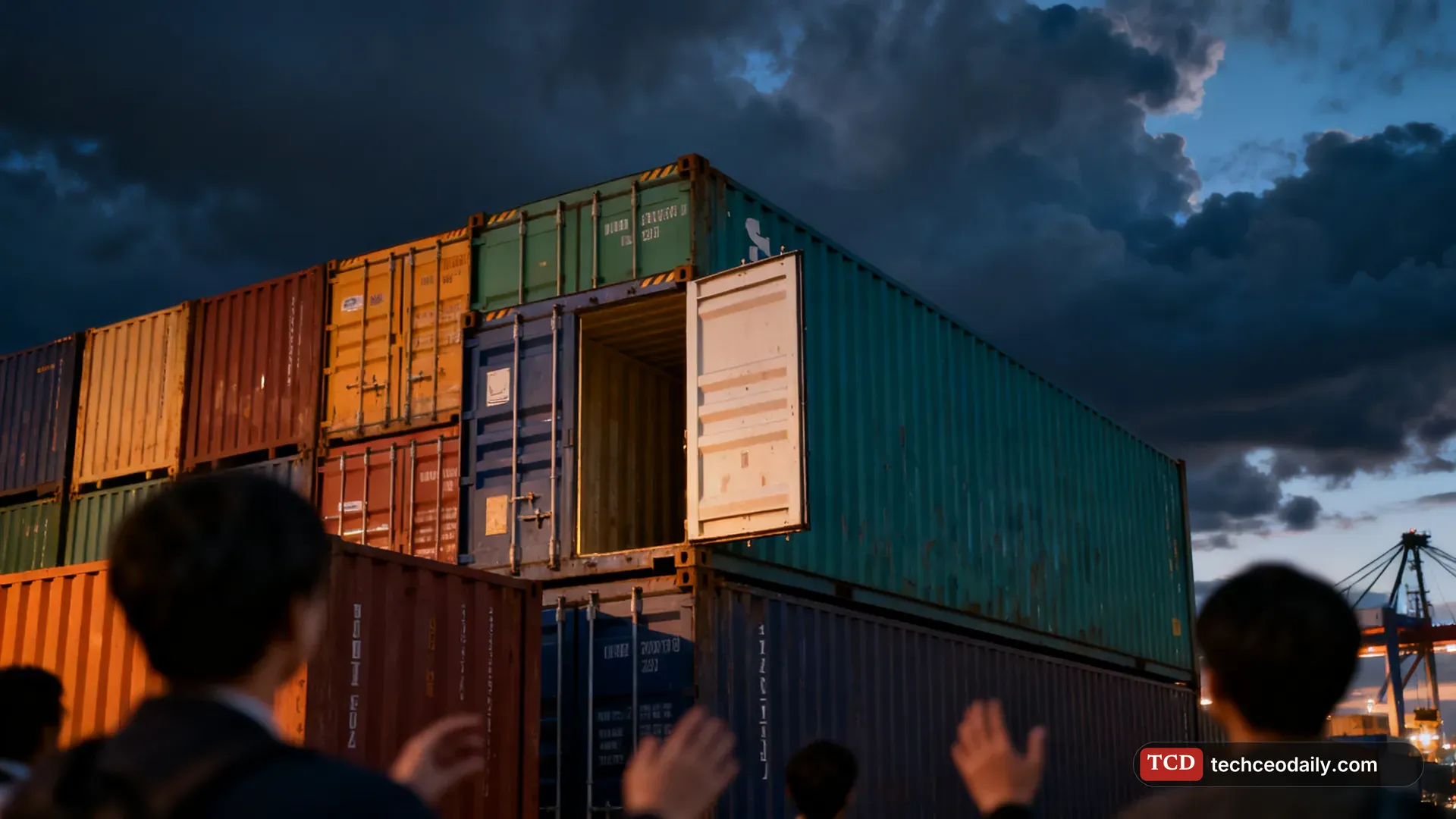 Stacks of colorful shipping containers at a port at dusk, illustrating Cloudflare Containers flaw let customers read other tenants’ leftover data, now fixed