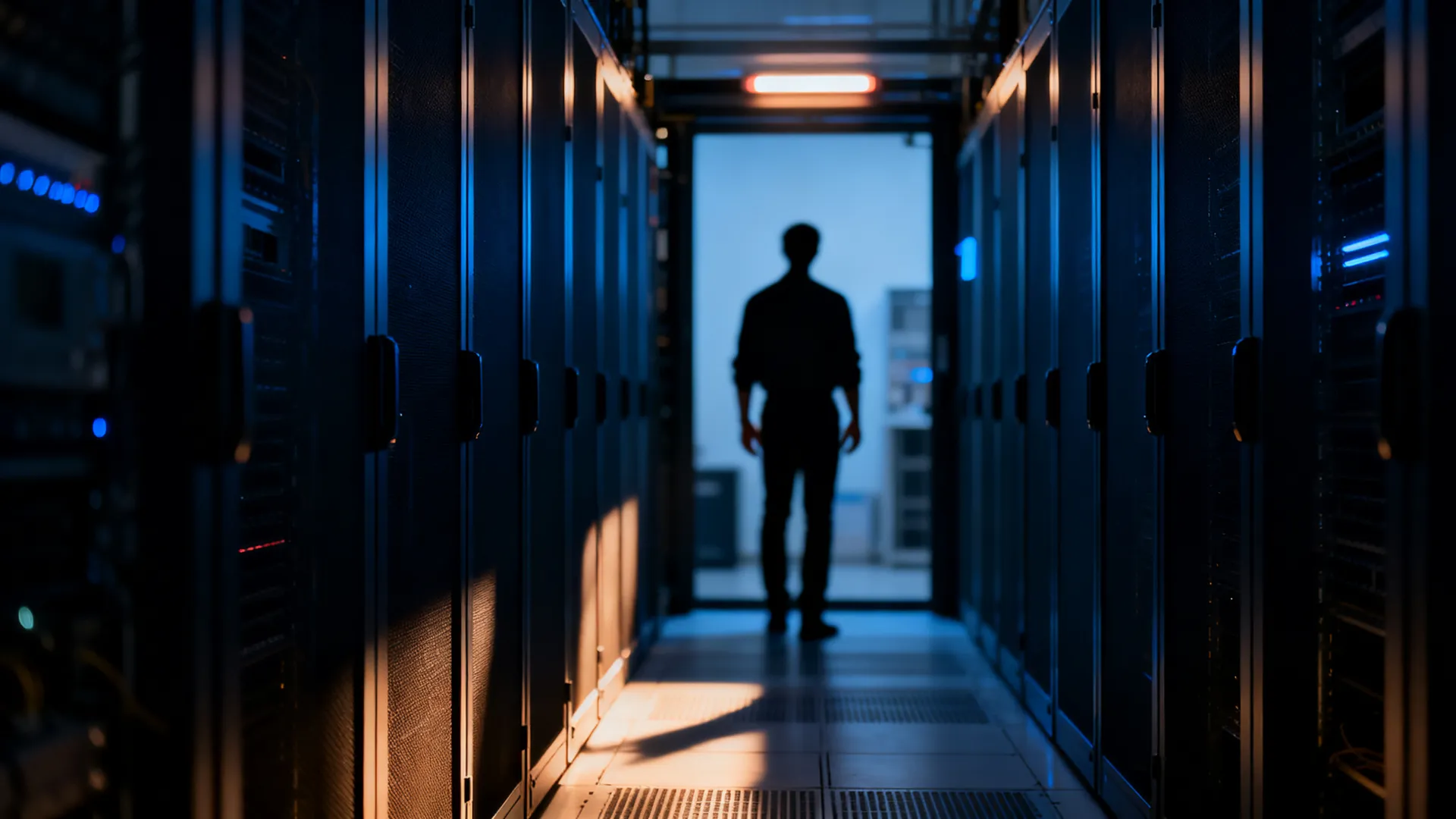 A server room with racks powered down