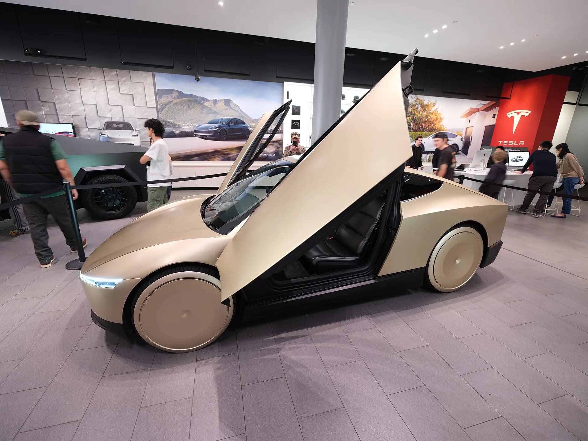 The Tesla Cybercab at Santana Row.