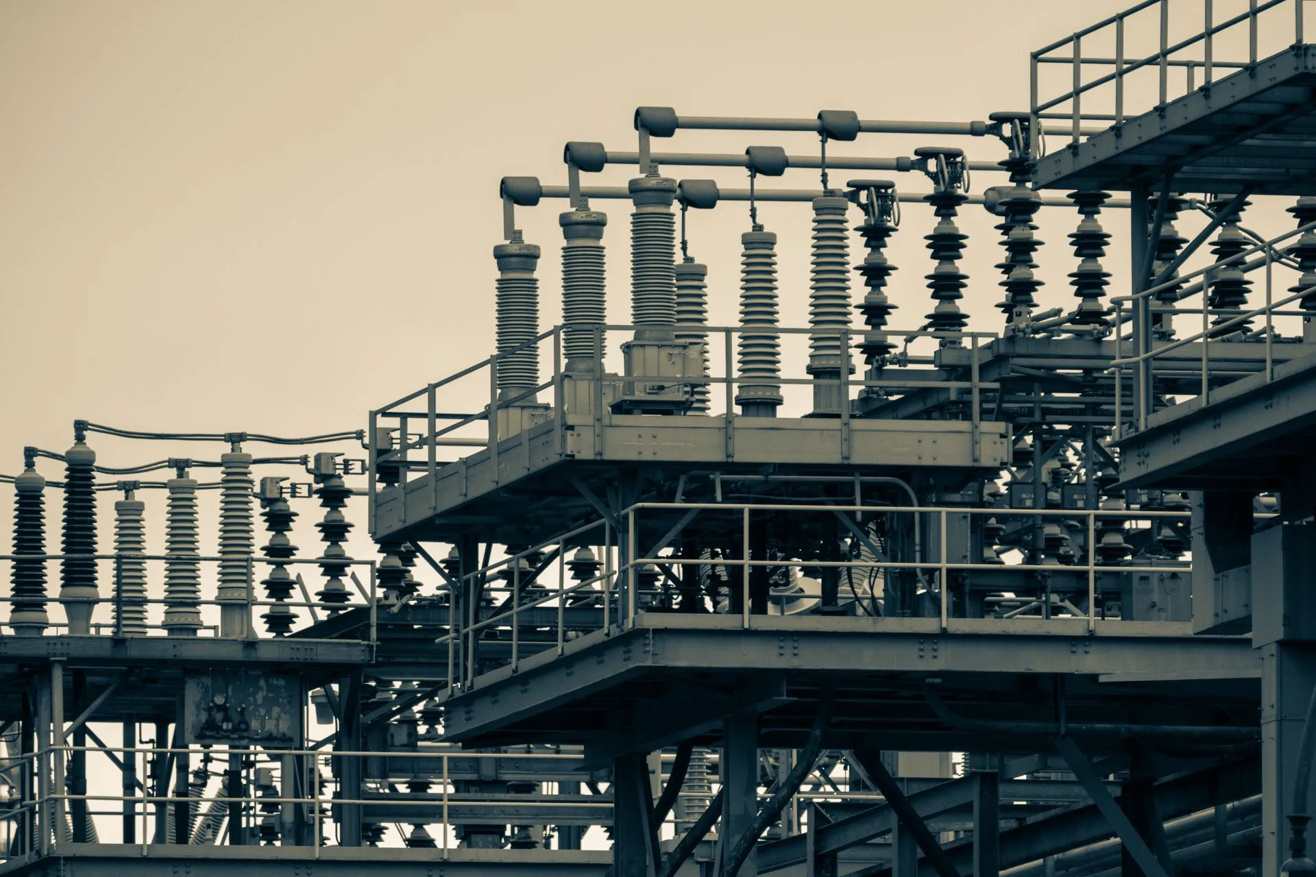 Detailed view of an industrial power station structure in New York City, illustrating EU firms hold 6% of EU data center chip market as AI boom splits Climate Week, raising AI