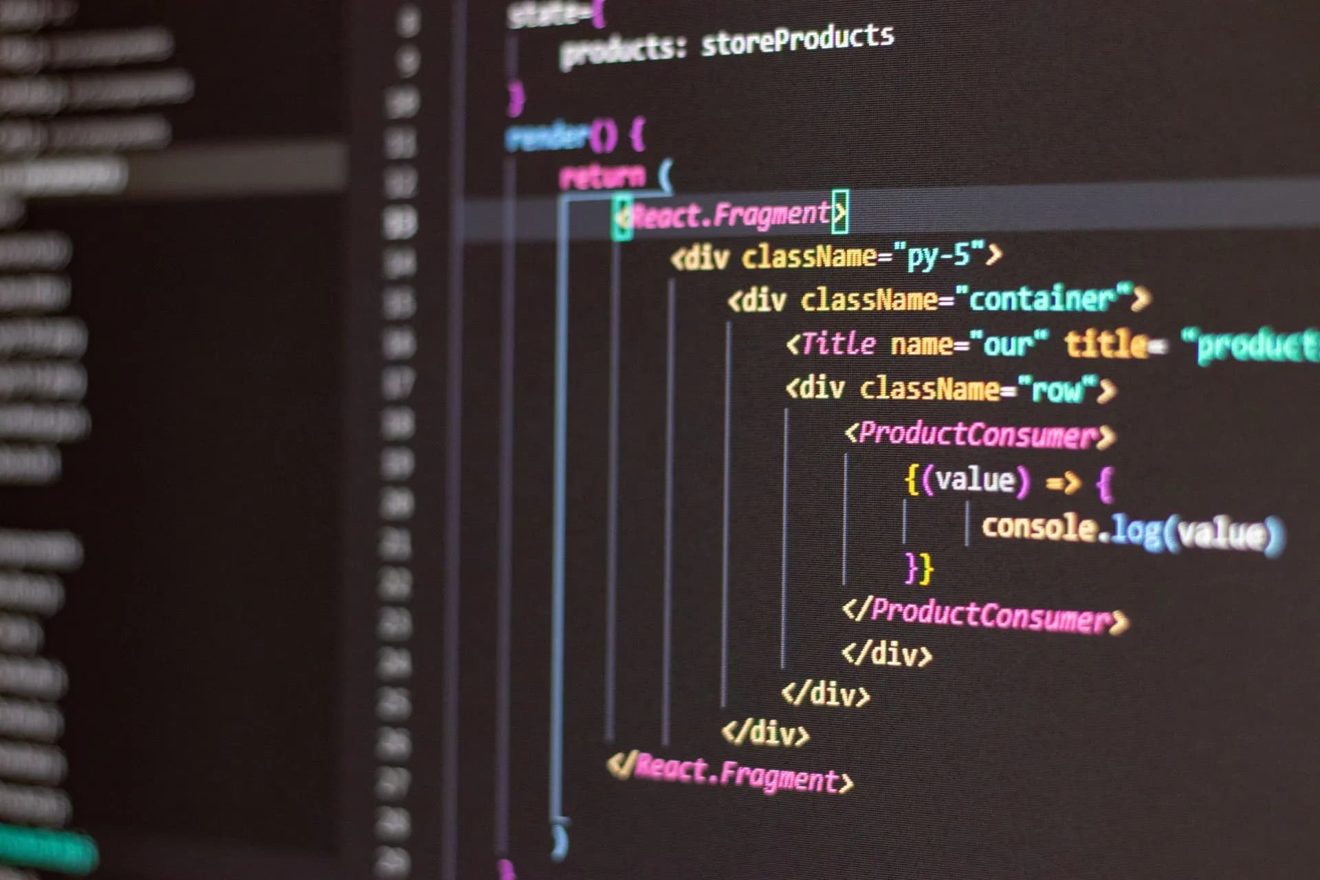 Close-up of HTML and JavaScript code on a computer screen in Visual Studio Code, illustrating Amazon hires Pedram Rezaei, Microsoft's former Copilot CTO, to work on Kiro and Quick
