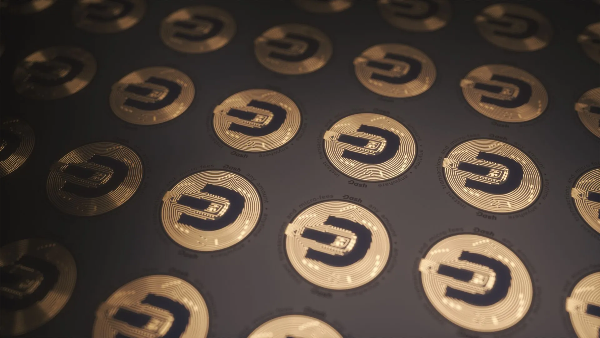 Multiple Dash cryptocurrency coins with intricate details on a dark background, showcasing digital finance, illustrating Stablecoin demand problem