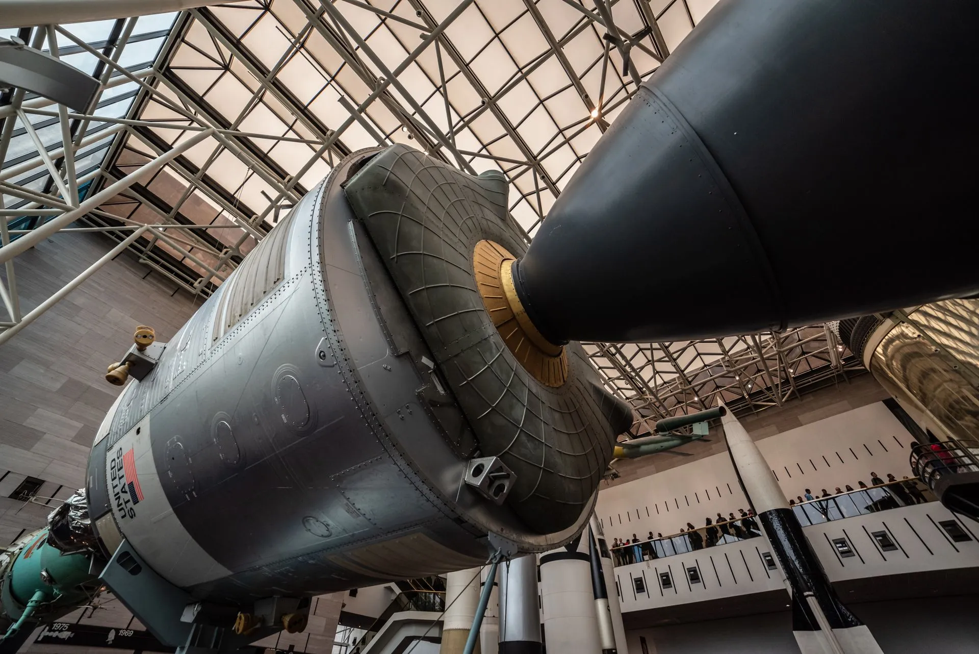 Close-up view of a spacecraft on display at the National Air and Space Museum, Washington, D.C, illustrating Stoke Space CEO doubts he'd pick Washington again as six states court the