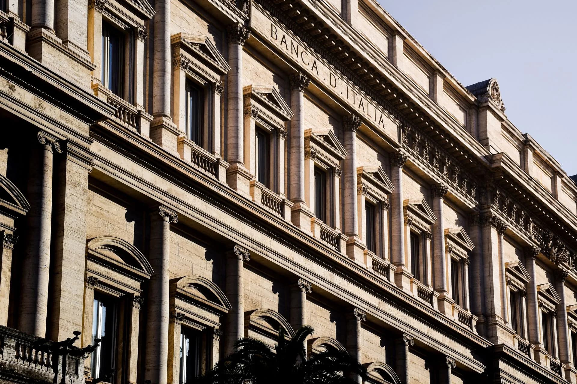 Sunlit facade of the iconic Banca d'Italia in Rome, showcasing classic architecture, illustrating Third Coast Bancshares to buy Oklahoma's Great Plains in $239.6M all-stock deal