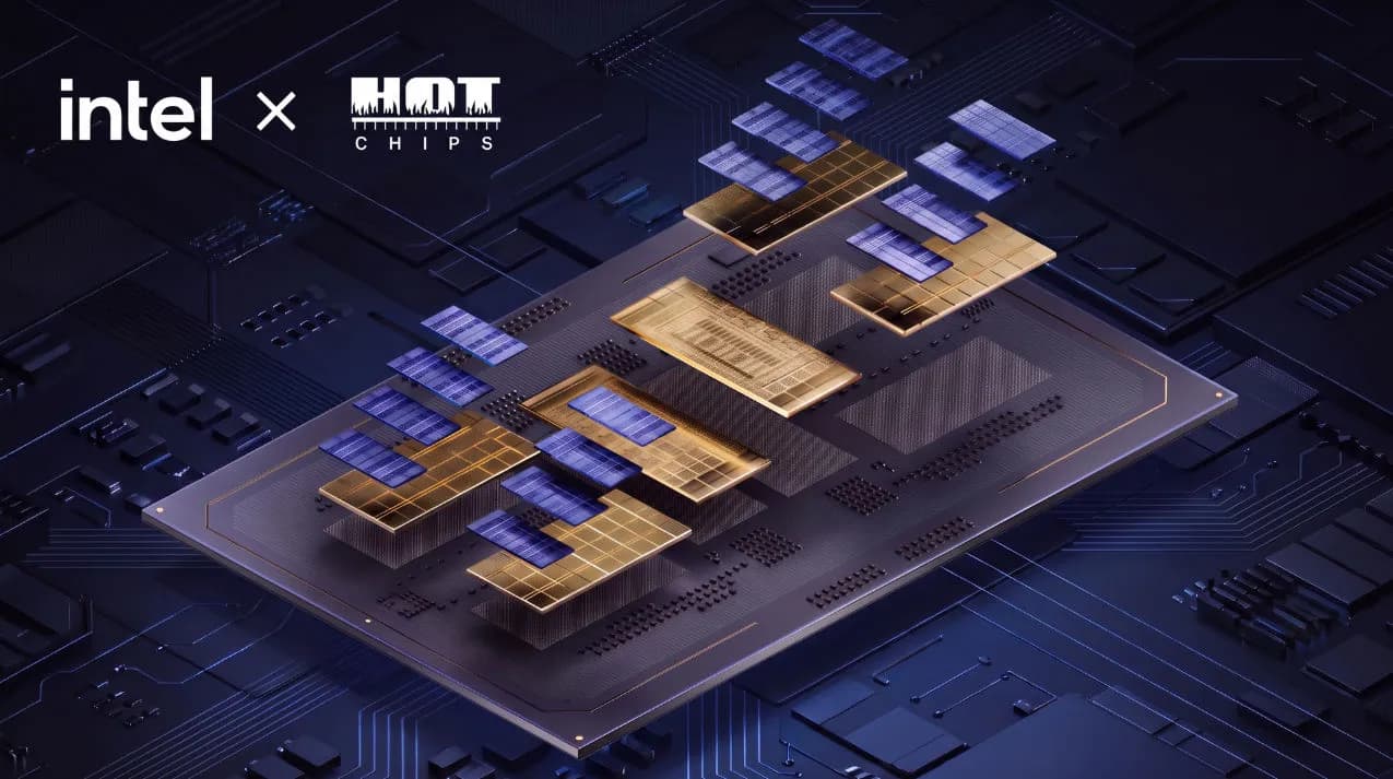 Intel illustration of a chiplet-based processor package, released with its Hot Chips 2026 presentations